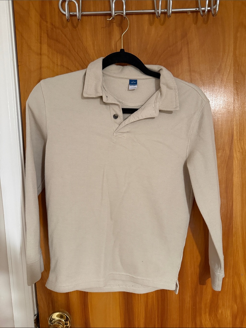 Orvis Long-Sleeve Thermal Polo in Light Cream